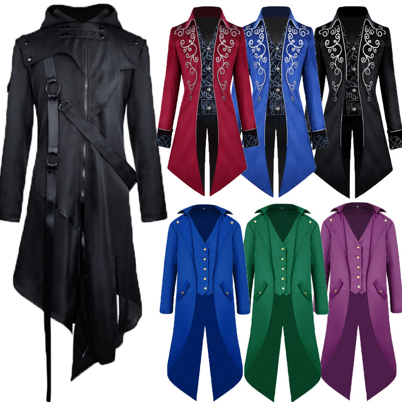 复古欧洲绅士外套COS中世纪男伯爵长款大衣 欧美舞台剧演出服装