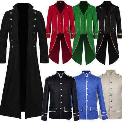 中世纪复古服装男女中长款万圣节燕尾僧侣服修士袍巫师披风cloak