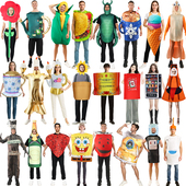 万圣节派对演出服茶杯玉米寿司香槟啤酒冰激凌COS男女搞怪表演服