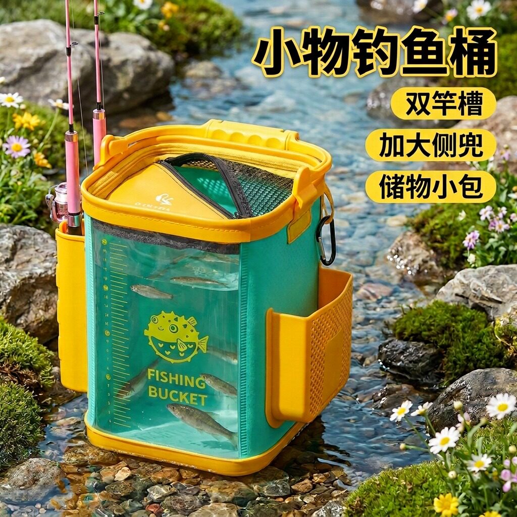 新款多功能钓鱼桶野钓溪流专用打水桶加厚手提便携活鱼桶装鱼桶