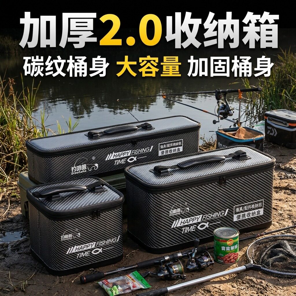 碳纹硬壳大容量鱼漂子线收纳盒钓具收纳包多功能渔具收纳盒收纳箱