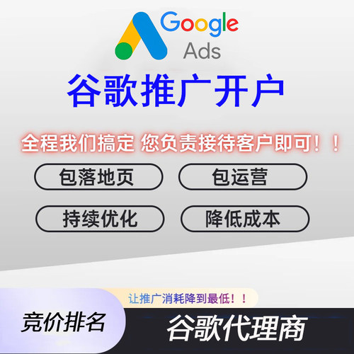 谷歌代理商开户代投 Google Ads竞价广告投放 谷歌海外广告户投流