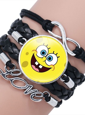 欧美风格 动画可爱周边海绵宝宝手工编织多层diy饰品手链