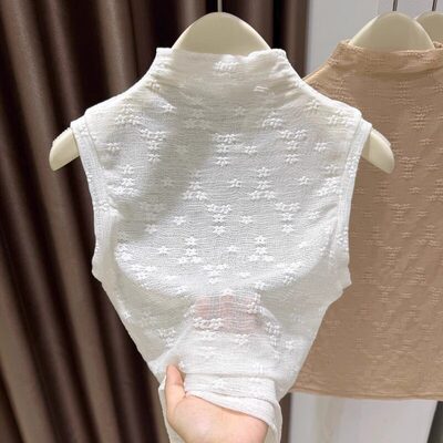 黑色蕾丝吊带背心女内搭春夏2026新款半高领网纱打底外穿无袖上衣