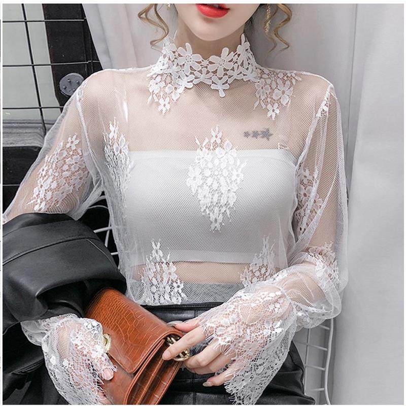 蕾丝打底衫女喇叭袖百搭时尚洋气内搭网纱上衣很仙的超仙小衫纱衣,女装/女士精品,蕾丝衫/雪纺衫,淘宝优惠券,粉丝福利购,淘宝优惠卷