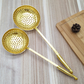 铜漏勺 捞饺子 老式 捞面 麻辣烫油炸网漏勺 漏勺 纯黄铜大号漏勺