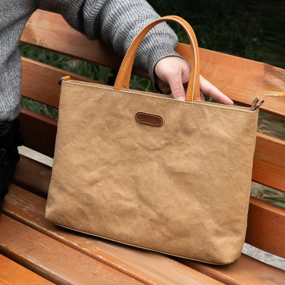 【手提斜挎】牛皮纸休闲电脑包