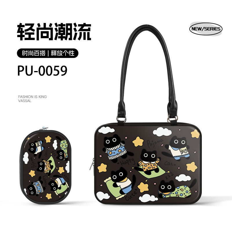 适用华为苹果air Pro13 14 15 16寸文艺卡通图案通勤文件包高颜值学院风单肩轻便减震防水笔记本电脑包