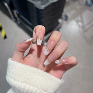 美甲穿戴甲手工美甲穿戴甲2023新款指甲贴纸中长款法式显白纯欲风