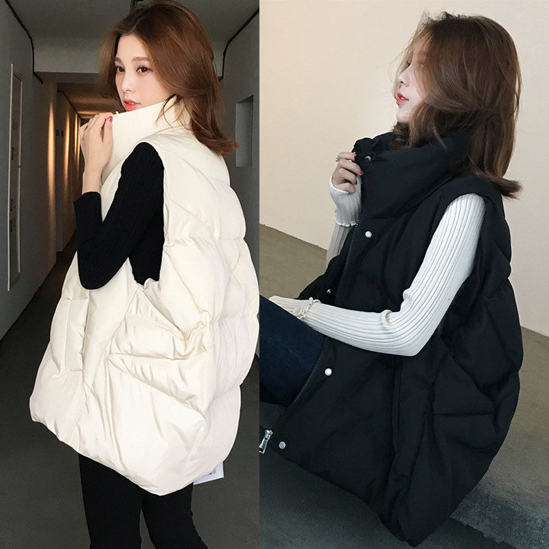 潮牌羽绒棉马甲女2024年秋冬新款中长款短款韩版百搭马夹背心外套