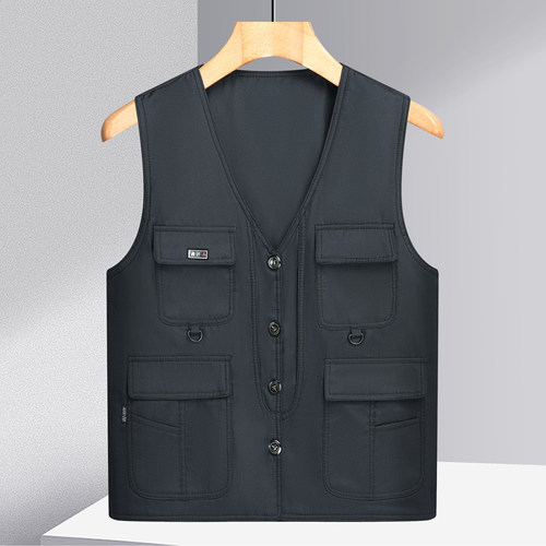 k25春秋装中老年男马甲40背心50爸爸装60岁多口袋工装c01马夹坎肩