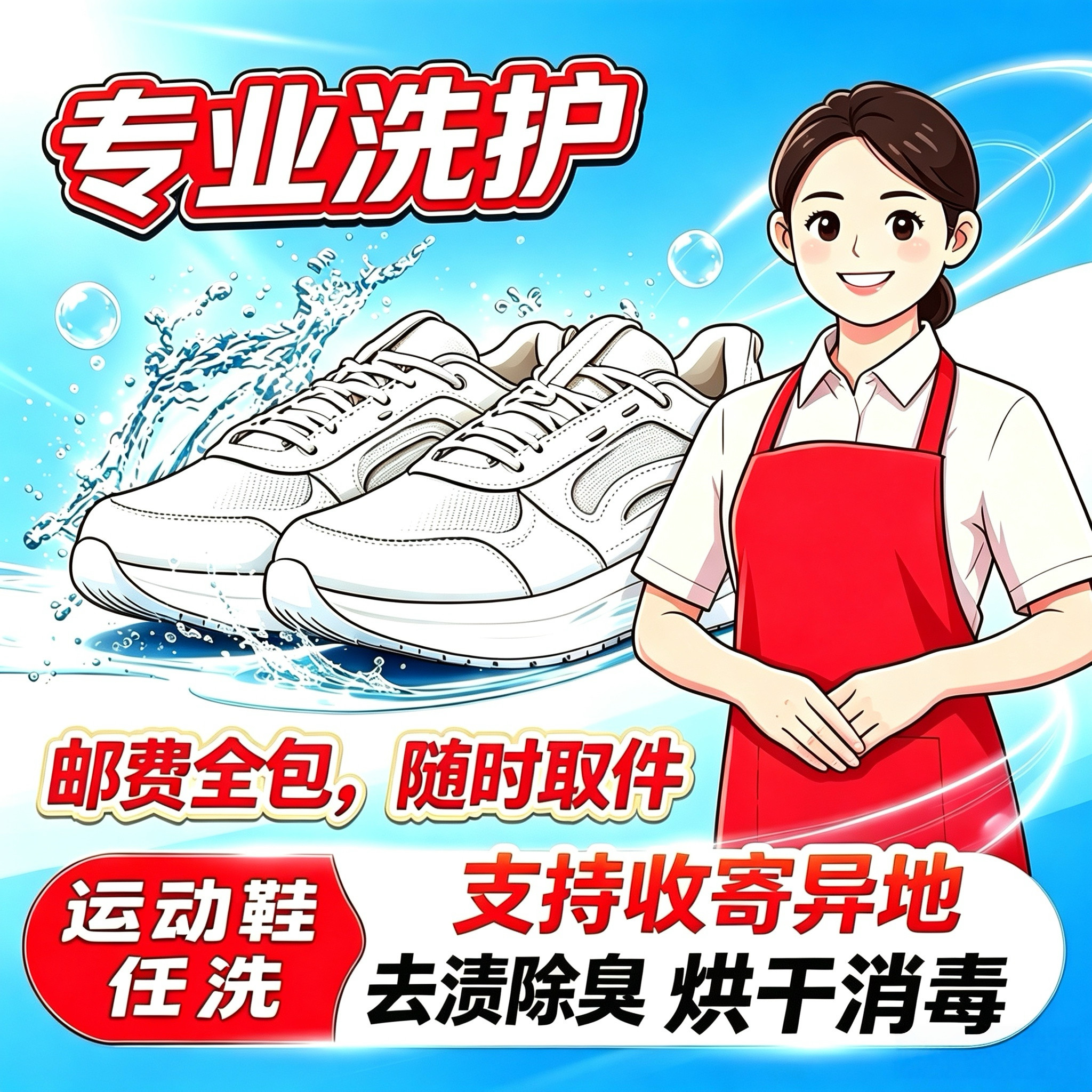 京东上门取送任洗2件布面网面革面运动鞋羽绒服去渍除臭烘干消毒图片