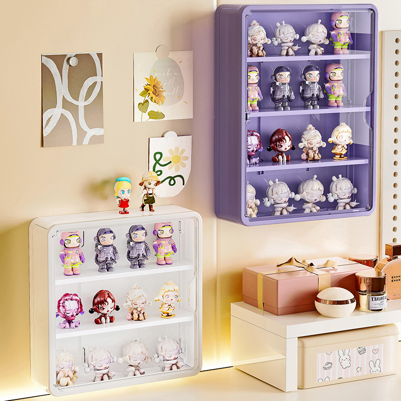 壁挂式盲盒可折叠收纳展示架公仔泡泡玛特手办摆件popmart展示盒