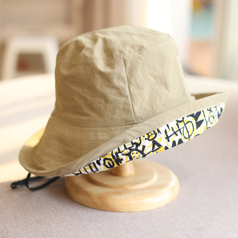 户外速干UPF50+防晒遮阳渔夫帽子双面带满印彩色涂鸦盆帽百搭布帽