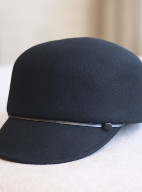 C家羊毛呢马术帽子女复古时尚报童鸭舌帽羊毛礼帽秋冬季毡帽逛街