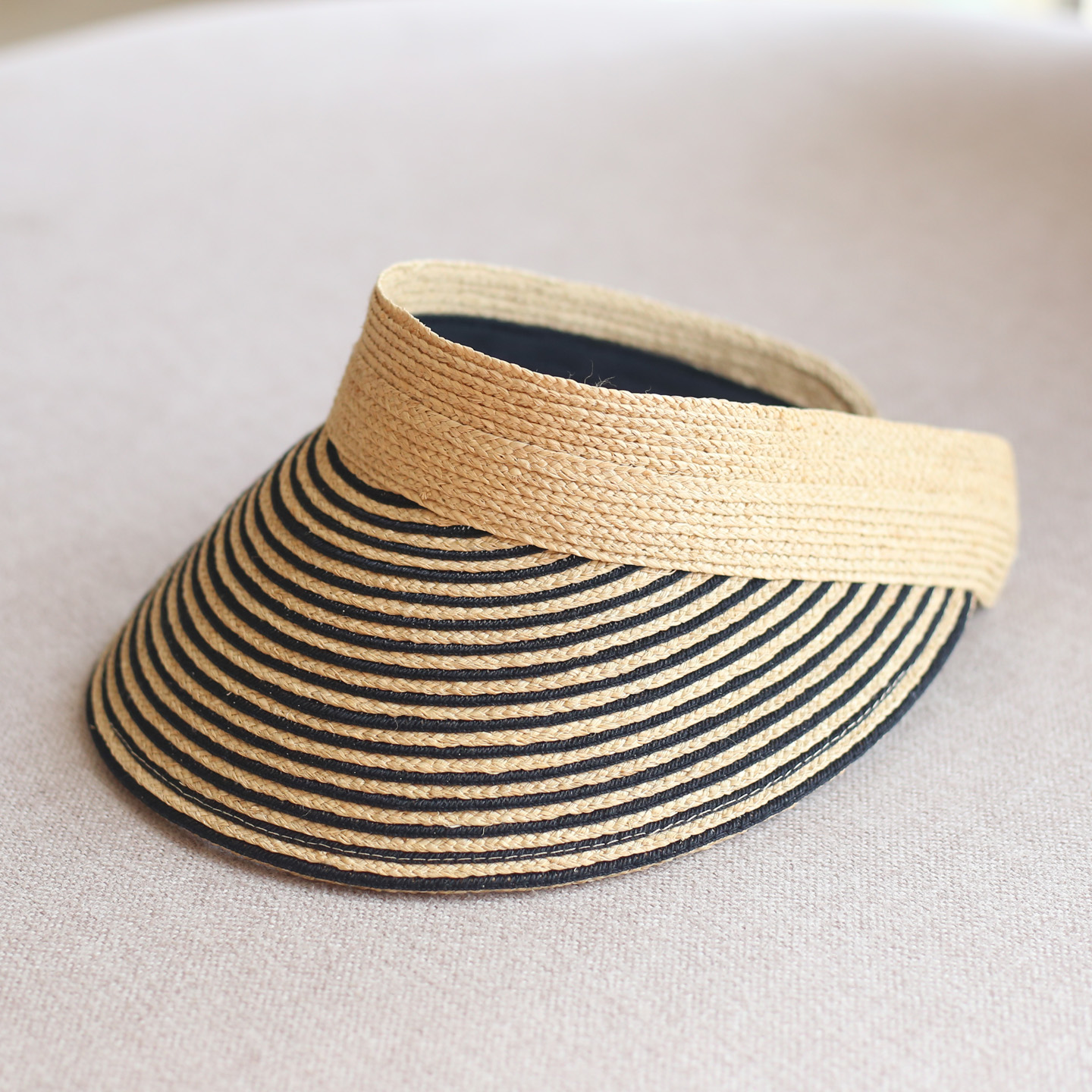 日本CA4条纹空顶草帽女夏季沙滩度假防晒鸭舌帽太阳帽休闲遮阳帽