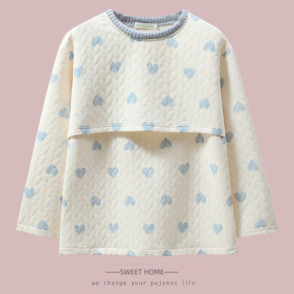 空气棉哺乳上衣单件秋冬季孕妇睡衣月子服产后喂奶大码加肥200斤