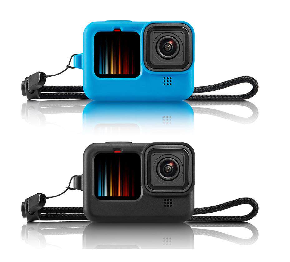 GoPro9 运动相机硅胶套+镜头盖黑/蓝  Hero9运动相机保护套含挂绳