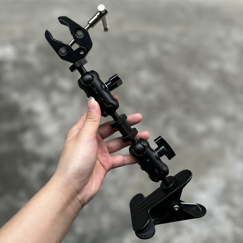 摄像头支架灯夹大力夹双头夹360豌豆荚户外手电筒支架金属蟹钳夹