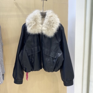 皮衣女2025新款冬季爆款洋气高级感小个子加厚加绒可拆卸毛领外套