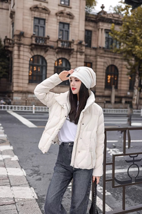 2024年冬季新款羽绒服女短款韩版立领时尚小个子显瘦白鸭绒外套