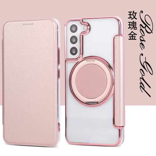 适用三星磁吸翻盖插卡透明手机壳