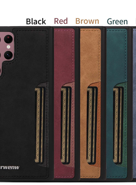 适用三星s25ultra一体插卡手机壳s23+ s22plus卡套s21 s20商务保护壳s8 s9 s10plus公交插卡s24+可放门禁卡