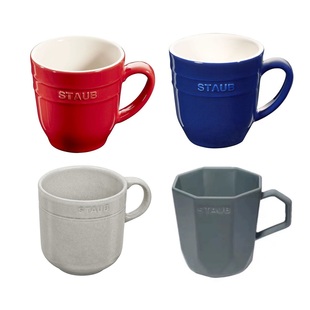 法国Staub樱桃红珐琅陶瓷水杯茶杯咖啡杯拿铁钻石马克杯茶具套装