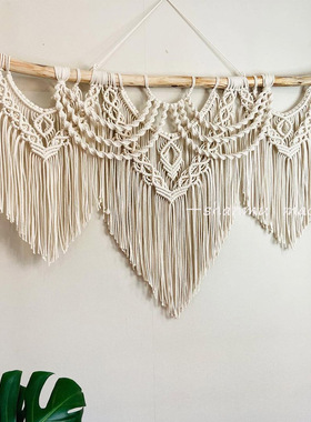 北欧民宿壁饰房间墙壁上软装饰挂件场景道具手工编织挂毯macrame