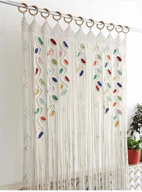 手工编织门帘遮光隔断帘波西米亚棉纱壁毯北欧风macrame装饰挂毯