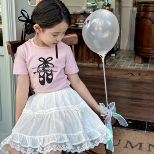 女童T恤2024夏季新款夏装女孩甜辣风韩版洋气短款T中大童短袖上衣