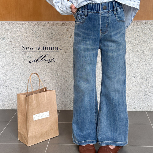 LZ家专柜品质韩国女童牛仔喇叭裤