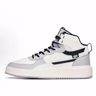 Anta安踏 皮革 舒适百搭 防滑耐磨 高帮 板鞋 男款 白灰