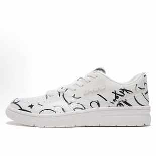 韦德系列 艺术家DFT LiNing李宁 白黑 二层牛皮低帮 复古篮球鞋