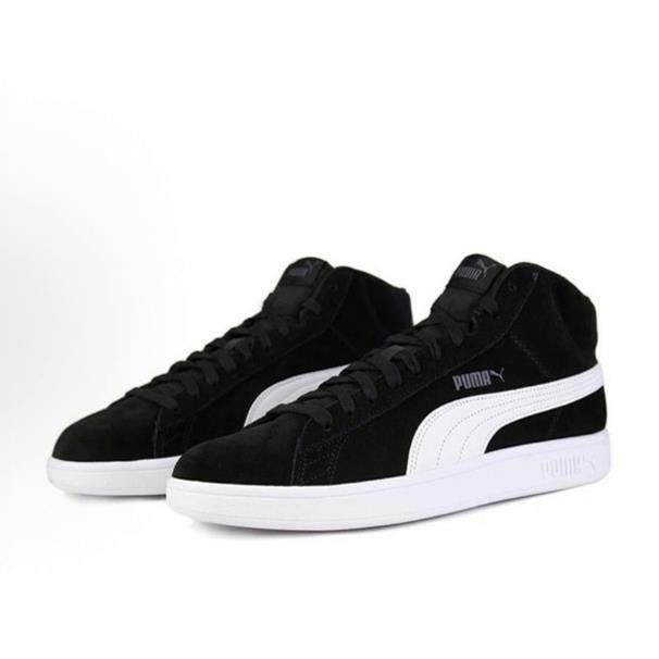 PUMA Smash v2 Mid 休闲 耐磨透气 中帮 板鞋 男女同款 黑色
