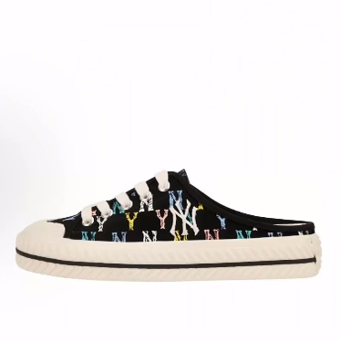 MLB Playball Mule Monogram 系带 低帮 帆布鞋 男女同款 黑