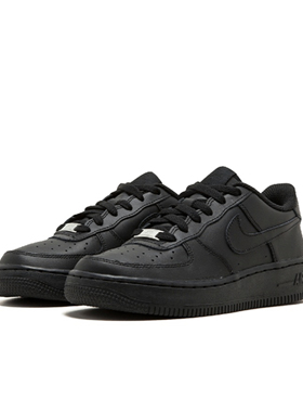 Nike Air Force 1 合成革 休闲舒适板鞋纯黑 青少年314192-009