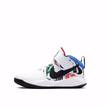 Nike Team Hustle D 9 防滑减震耐磨低帮 篮球鞋 白蓝红 中小童