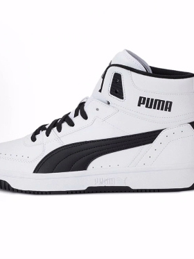 PUMA彪马 Rebound Joy 圆头系带 合成革 篮球鞋 男女同款 白黑