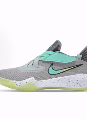 Nike Zoom Flight 2 织物合成革低帮 复古篮球鞋 灰绿