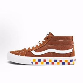 Vans SK8 Mid Reissue 帆布 车缝线棋盘格 中帮 板鞋 男女同款