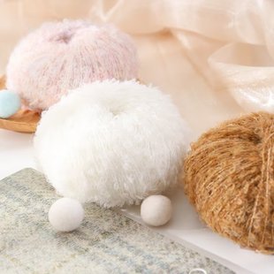 羊毛圈圈纱毛线团手工编织diy材料包钩针棒针玩偶围巾毛衣线