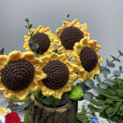 DIY DIY DIY домашняя шерсть, сплетенная на цветы подсолнечника