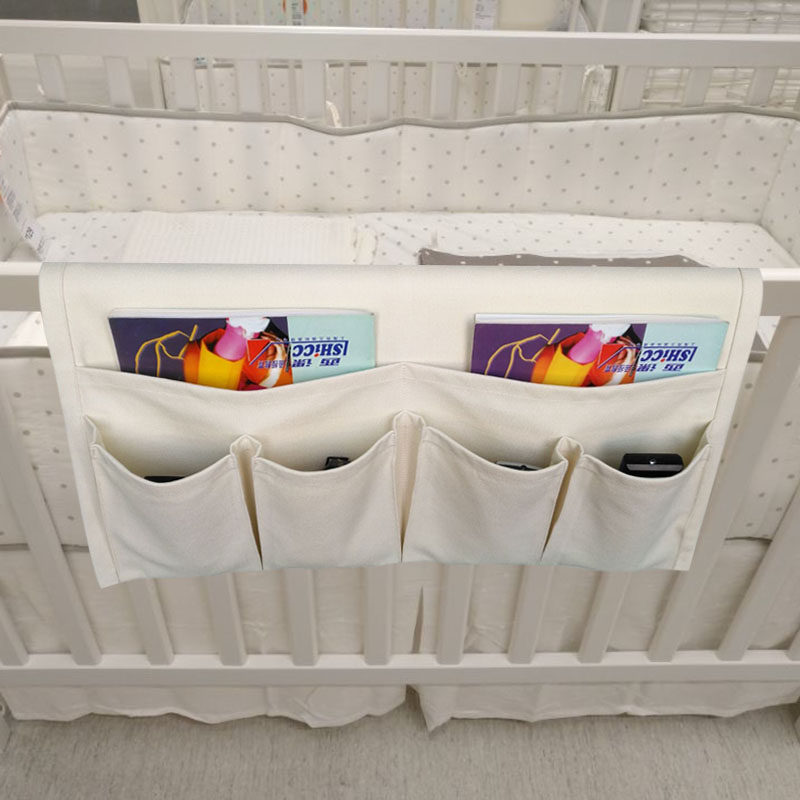 纯棉婴儿床收纳袋挂袋床头挂包床尾新生儿衣物用品床边储物置物袋