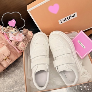 一脚蹬【8cm】魔术贴厚底小白鞋女款26新款女士增高鞋板鞋女鞋子