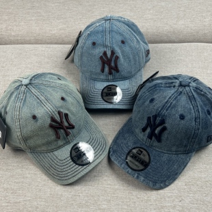 NEW 棒球帽鸭舌帽 ERA纽亦华水洗做旧复古潮流牛仔蓝NY刺绣男女款