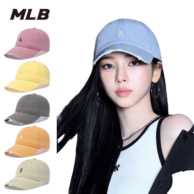 韩国MLB专柜正品新款NY男女复古软顶破洞做旧鸭舌棒球帽3ACPB096N
