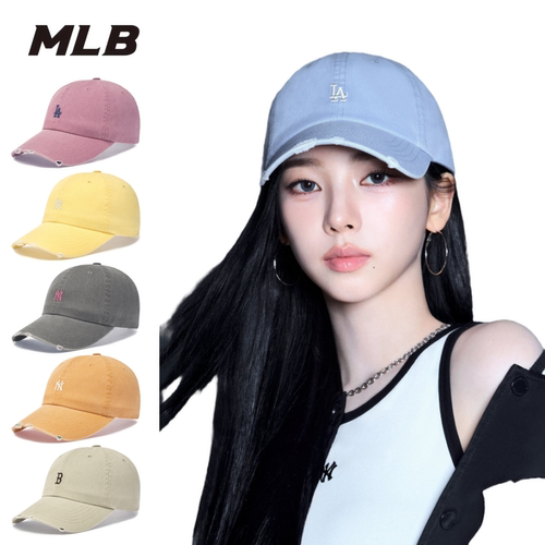 韩国MLB专柜正品新款NY男女复古软顶破洞做旧鸭舌棒球帽3ACPB096N
