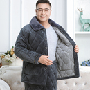 加厚加绒珊瑚绒夹棉三层保暖中老年人爸爸家居服套装 睡衣男士 冬季