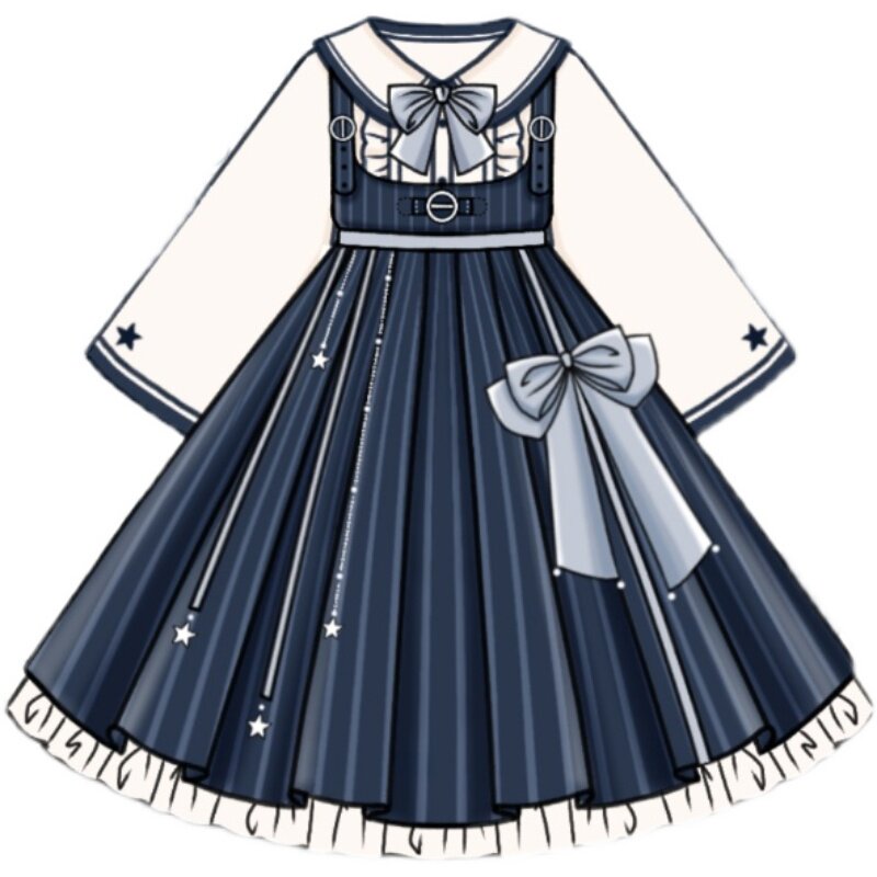 CAT EAT FISH ORIGINAL [BIG DREAMER] COLLEGE STYLE LOLITA SUIT LOLITA SWING SKIRT DRESS CAPE